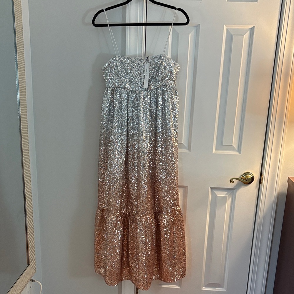 ASOS Glittering Silver and Gold Midi Dress